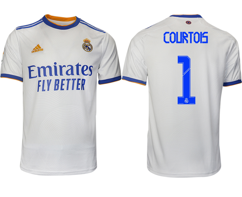 Men 2021-2022 Club Real Madrid home aaa version white #1 Soccer Jerseys->real madrid jersey->Soccer Club Jersey